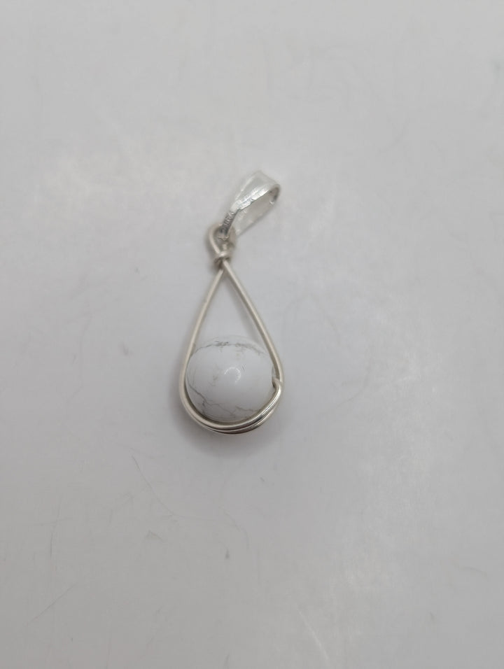 Howlite Teardrop Sterling Silver Pendant