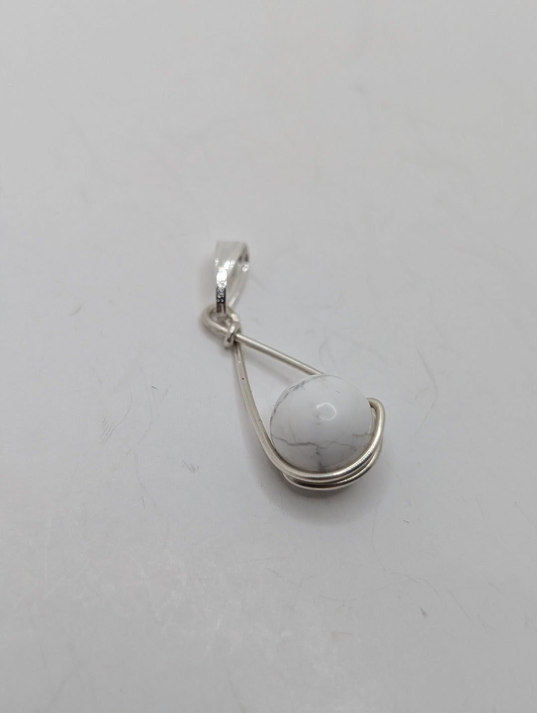 Howlite Teardrop Sterling Silver Pendant