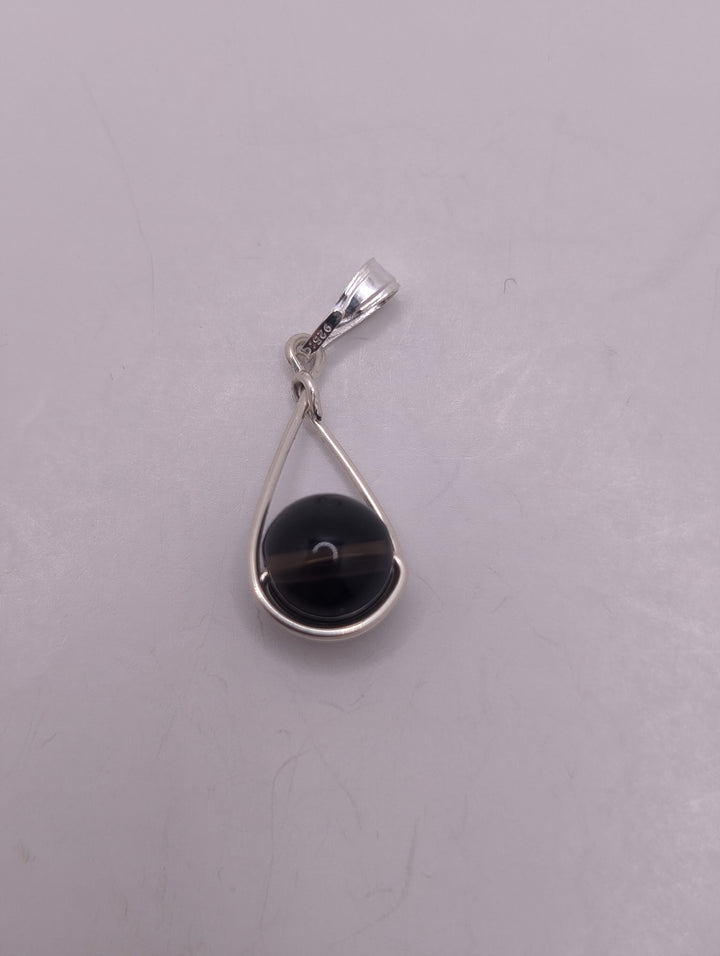 Smokey Quartz Teardrop Sterling Silver Pendant