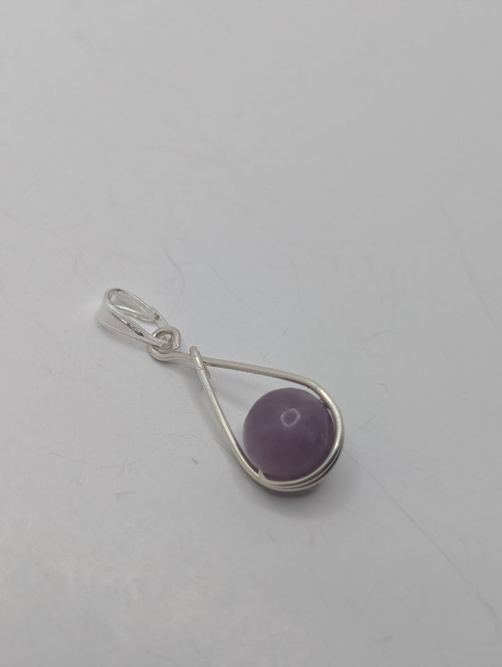 Lepidolite Teardrop Sterling Silver Pendant