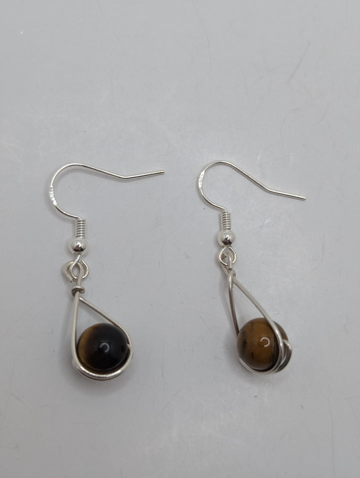 Tiger Eye Teardrop Sterling Silver Earrings