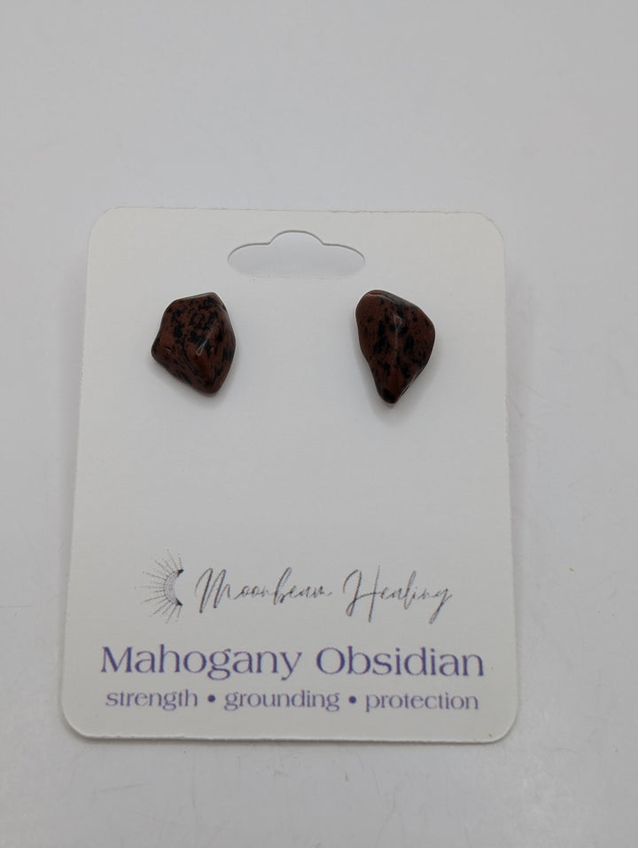 Mahogany Obsidian Stud Earrings