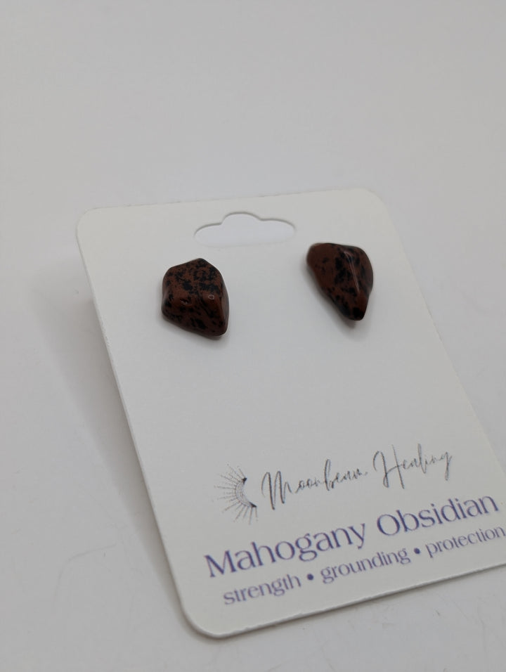 Mahogany Obsidian Stud Earrings