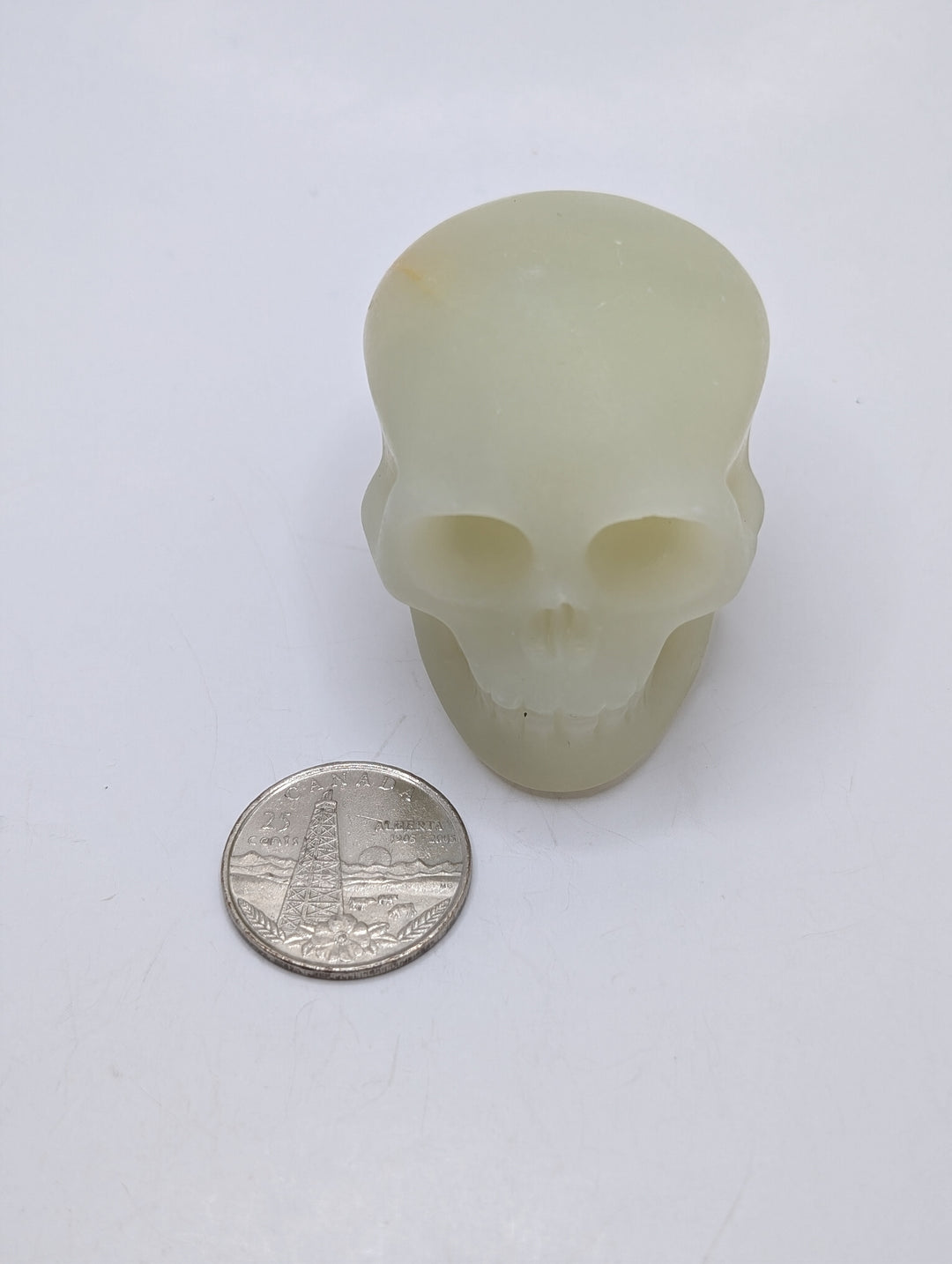 Sulphur Quartz Skull Carving