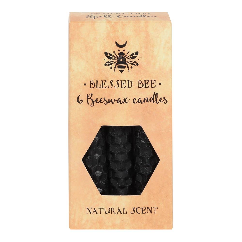 Set of 6 Black Beeswax Magic Spell Candles