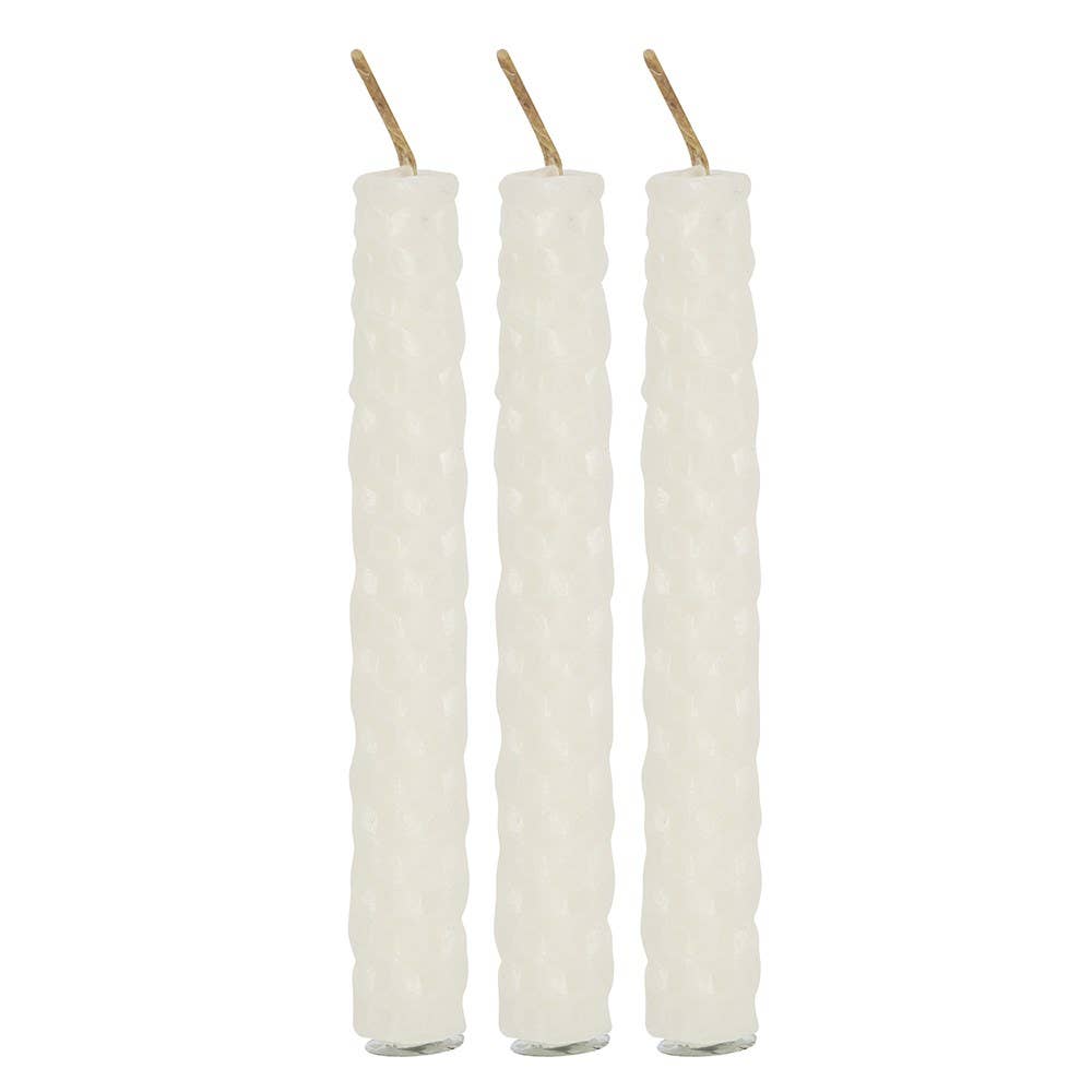 Set of 6 White Beeswax Magic Spell Candles