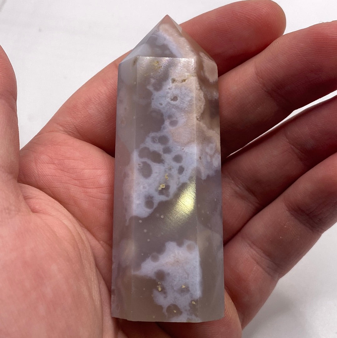Flower Agate Polished Point 3"