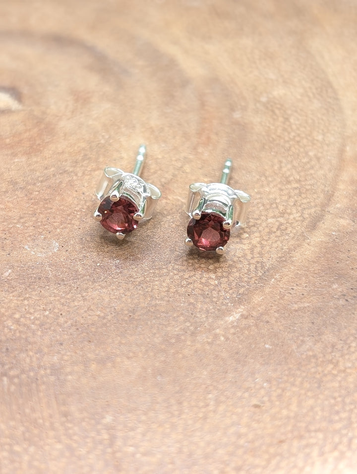 Garnet Sterling Silver Stud Earrings