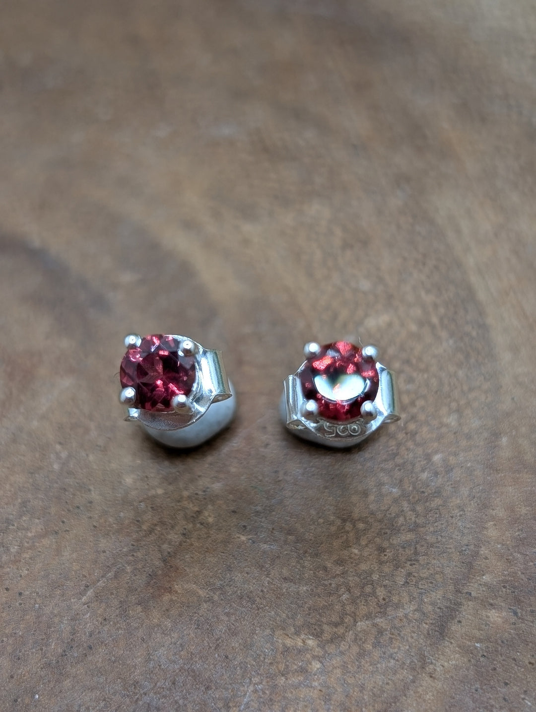 Garnet Sterling Silver Stud Earrings