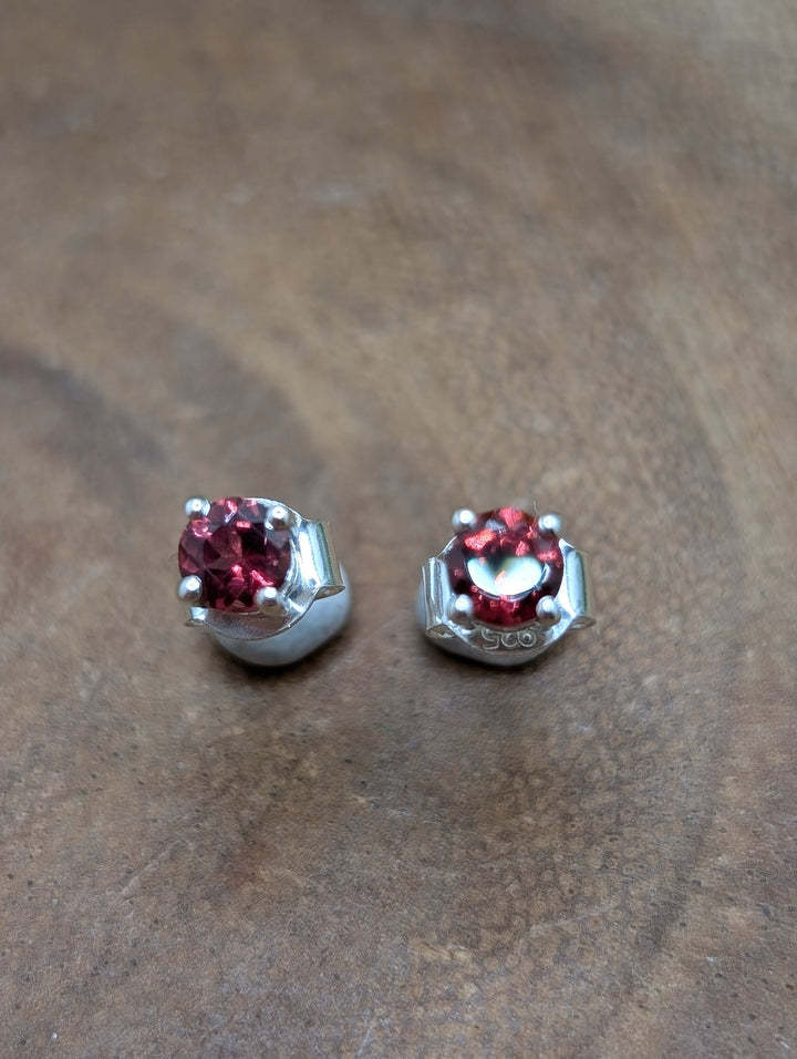 Garnet Sterling Silver Stud Earrings