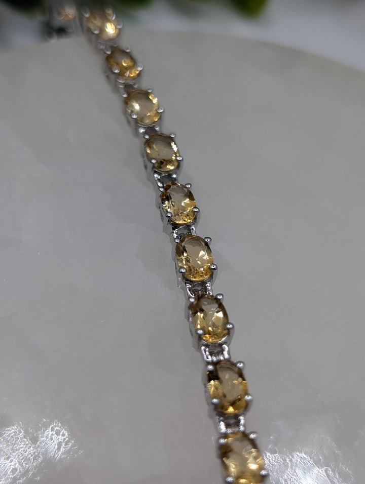 Oval Cut Citrine 7.25" Tennis Bracelet