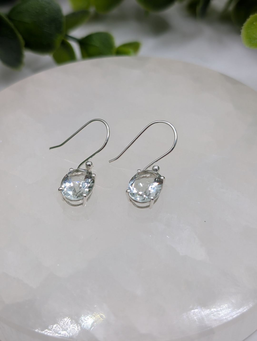 Faceted Green Amethyst Sterling Silver Earrings