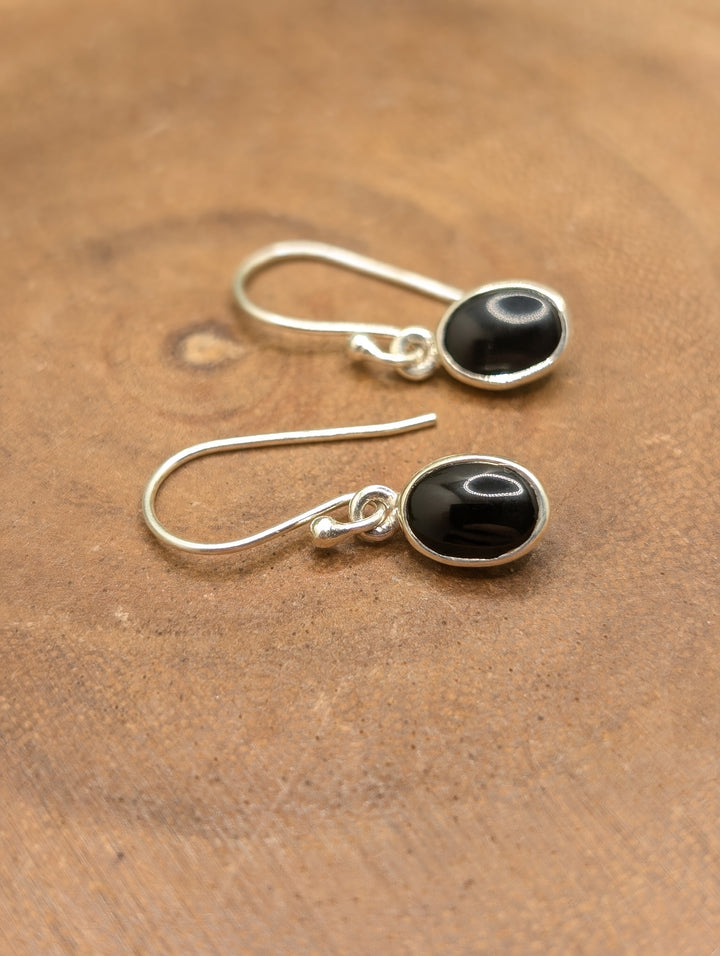 Black Onyx Sterling Silver Dangle Earrings