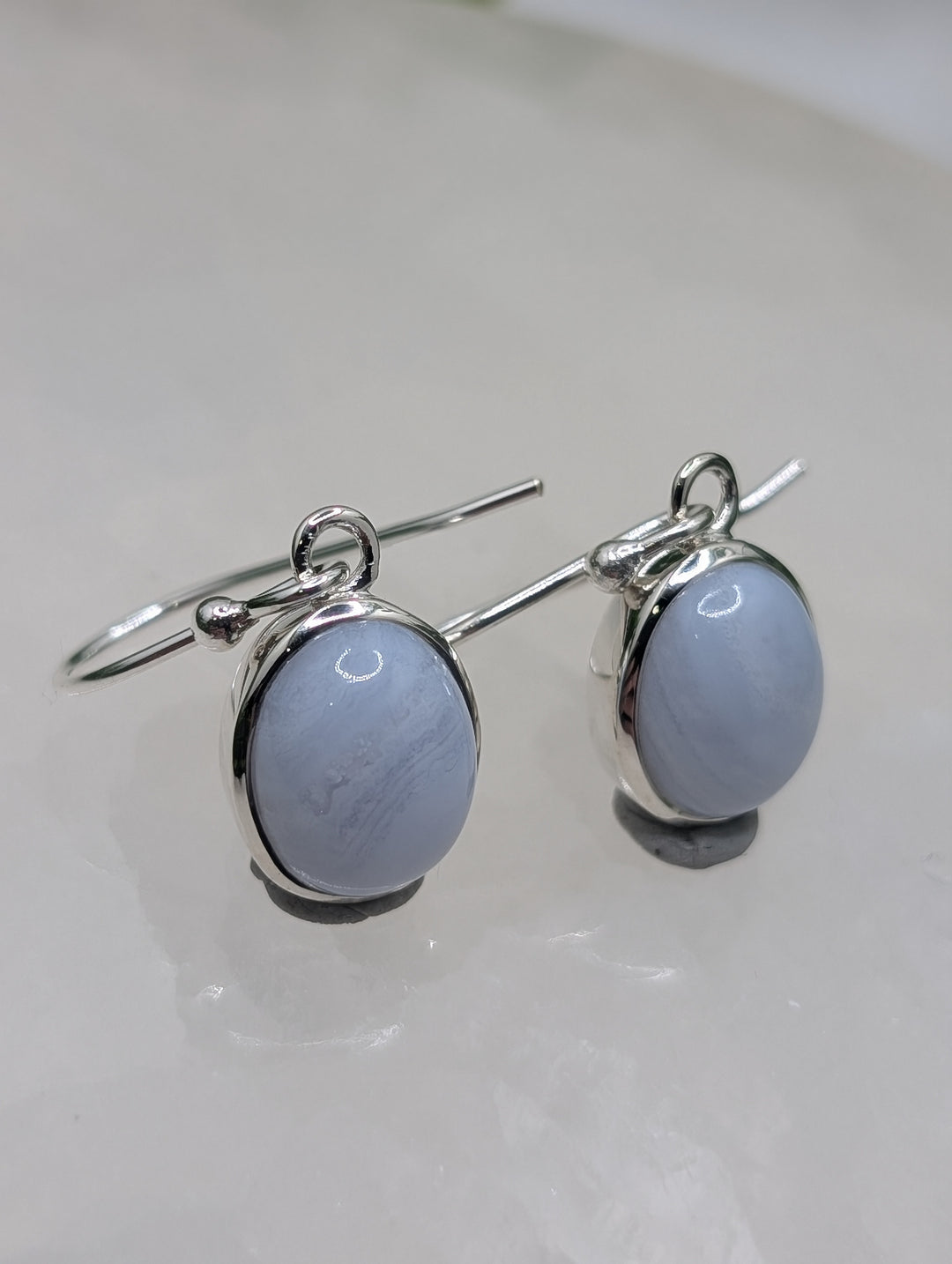 Sterling Silver Blue Lace Agate Earrings