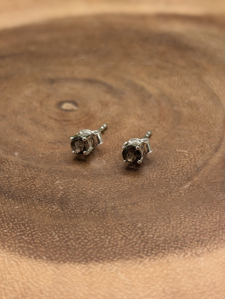 Smokey Quartz Sterling Silver Stud Earrings