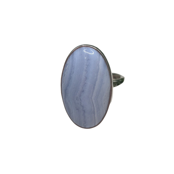 Blue Lace Agate Adjustable Sterling Silver Ring