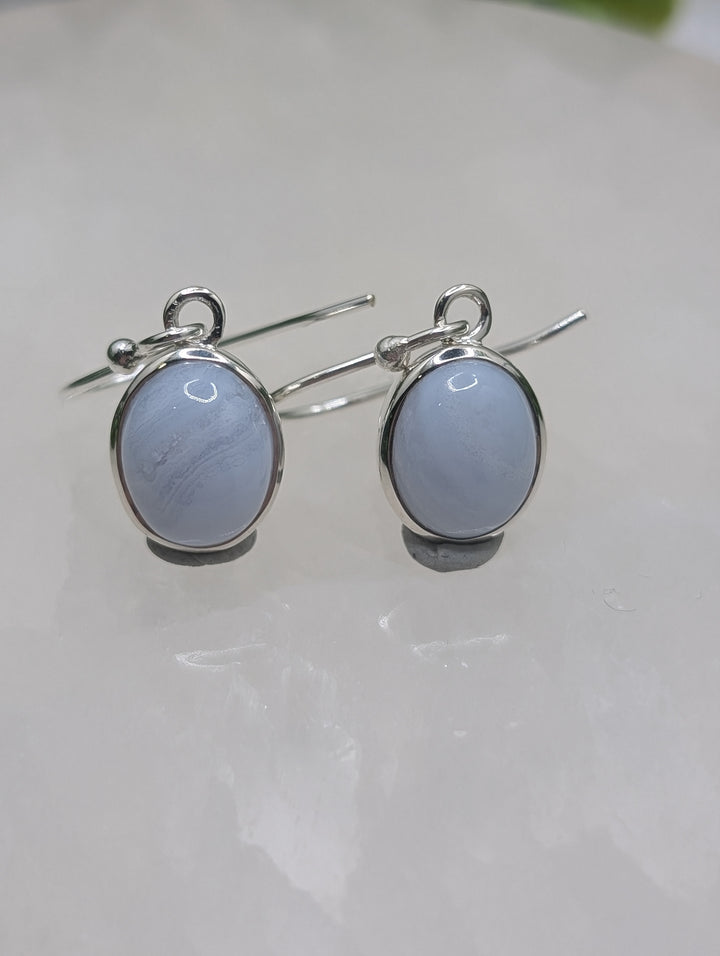 Sterling Silver Blue Lace Agate Earrings