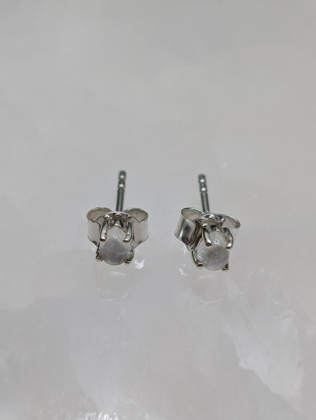 Moonstone Stud Sterling Silver Earrings