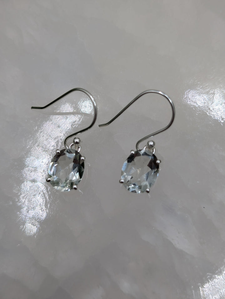 Faceted Green Amethyst Sterling Silver Earrings