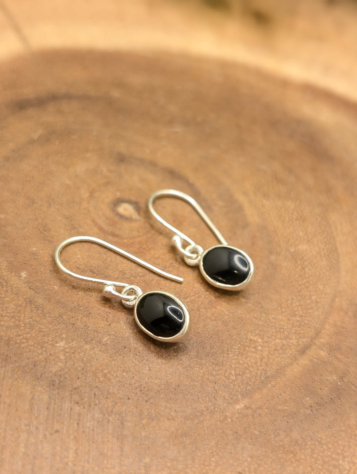 Black Onyx Sterling Silver Dangle Earrings