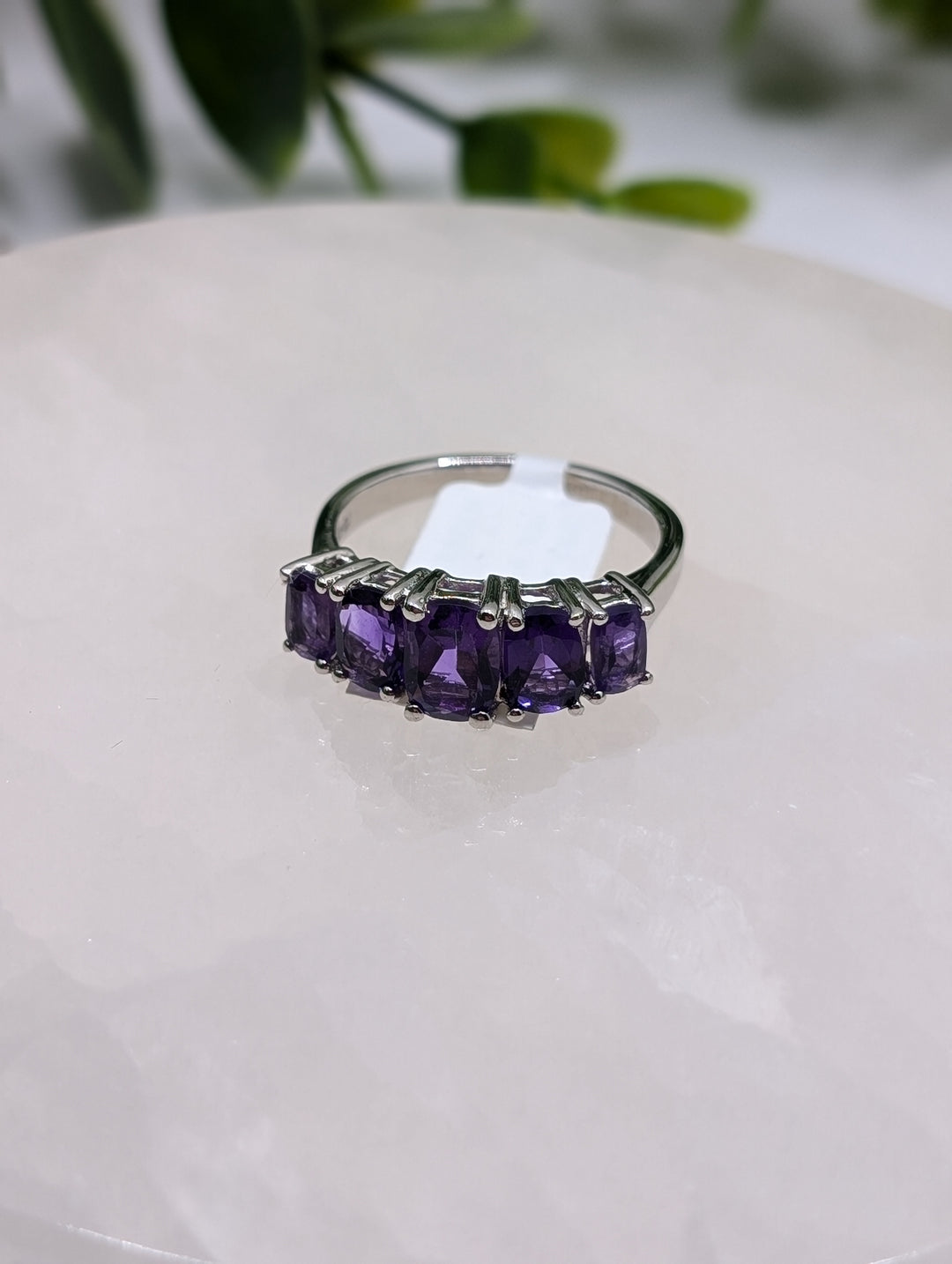 Baguette Amethyst Sterling Silver Ring (Size 8)