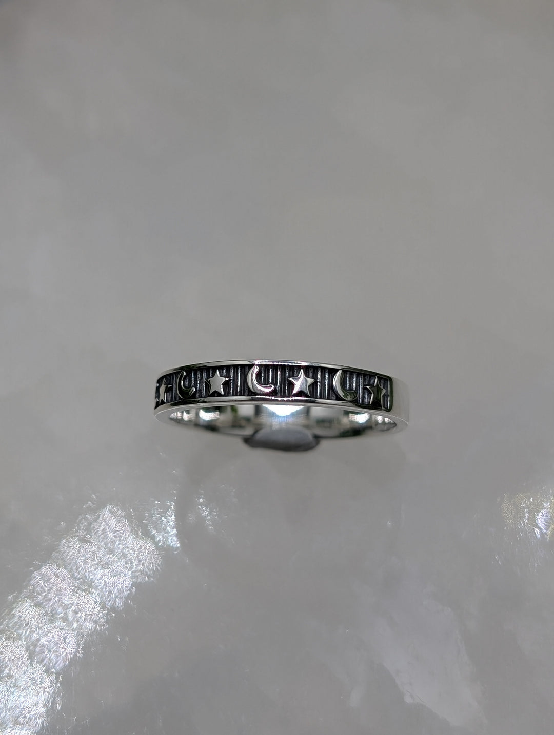 Sterling Silver Star & Moon Band Ring