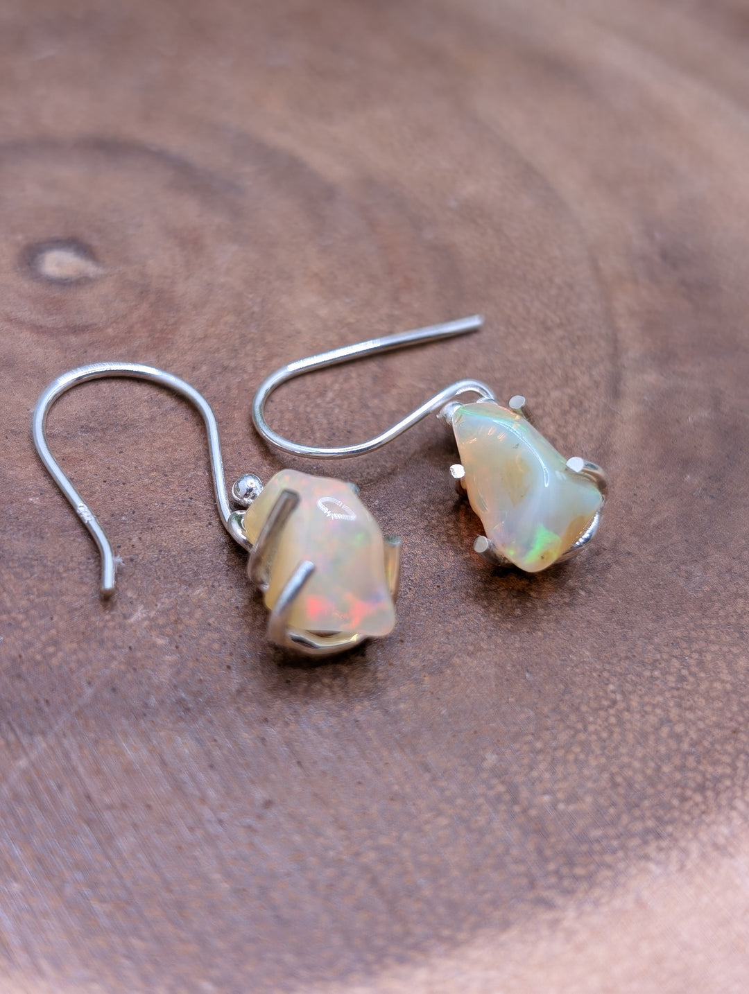 Opal Polished Nuggest Sterling Silver Earrings
