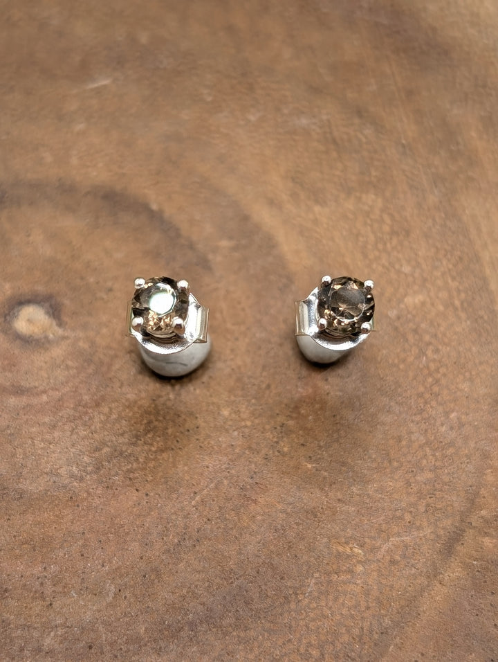 Smokey Quartz Sterling Silver Stud Earrings