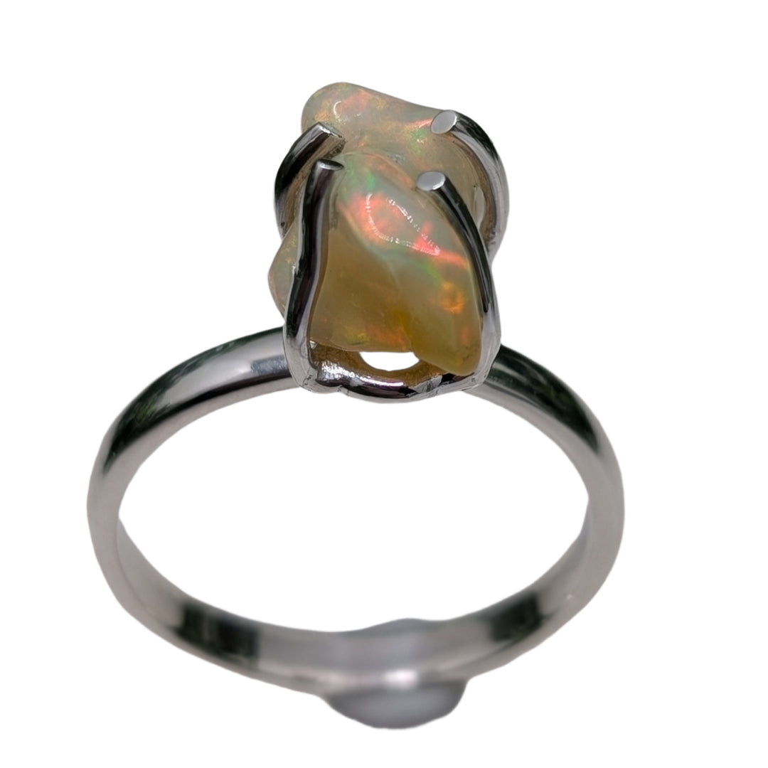 Opal Polished Nugget Sterling Silver Ring