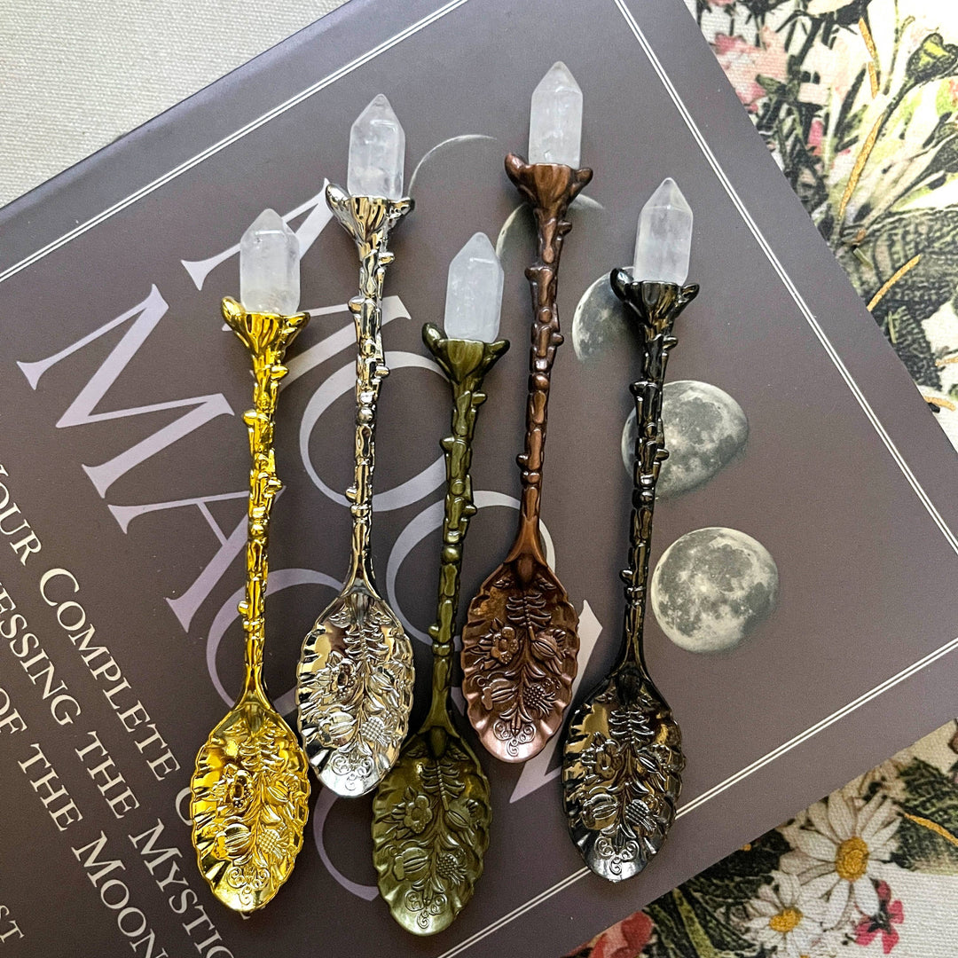 Copper & Clear Quartz Crystal Witchy Herb / Apothecary Spoons