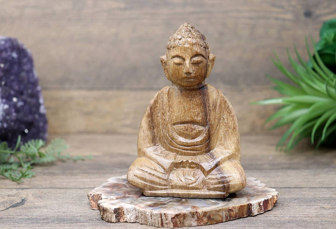 Wooden Meditating Buddha Wooden Buddha Statue
