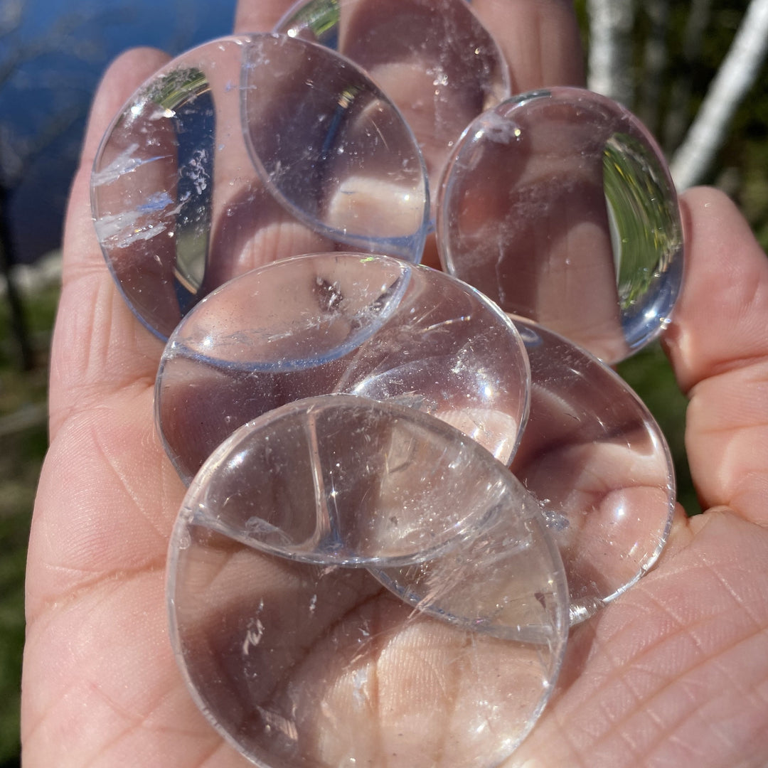 Clear Quartz Crystal Polished Palm Stones