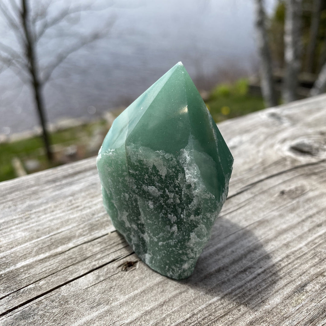 Green Aventurine Cut Base Top Polished Point