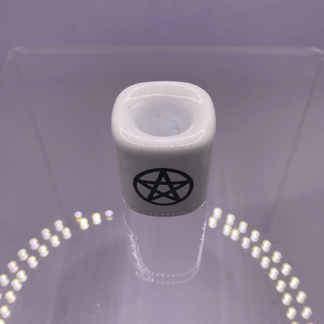 White Porcelain Pentacle Candle Holder