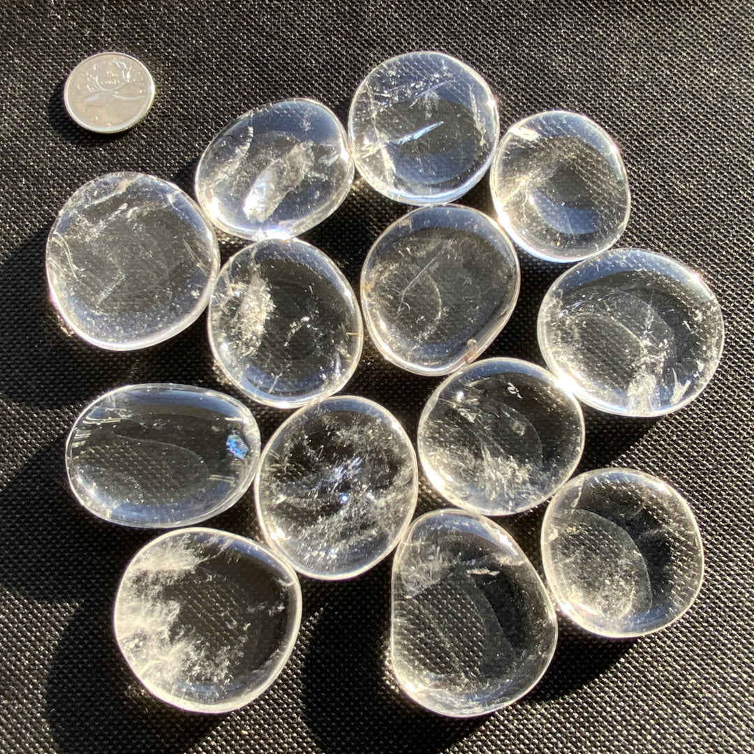 Clear Quartz Crystal Polished Palm Stones