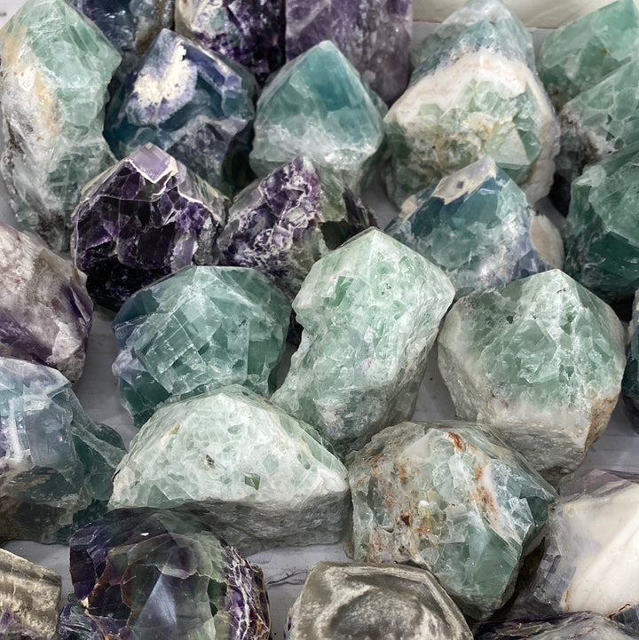 Fluorite Top Polished Rough Cut Points