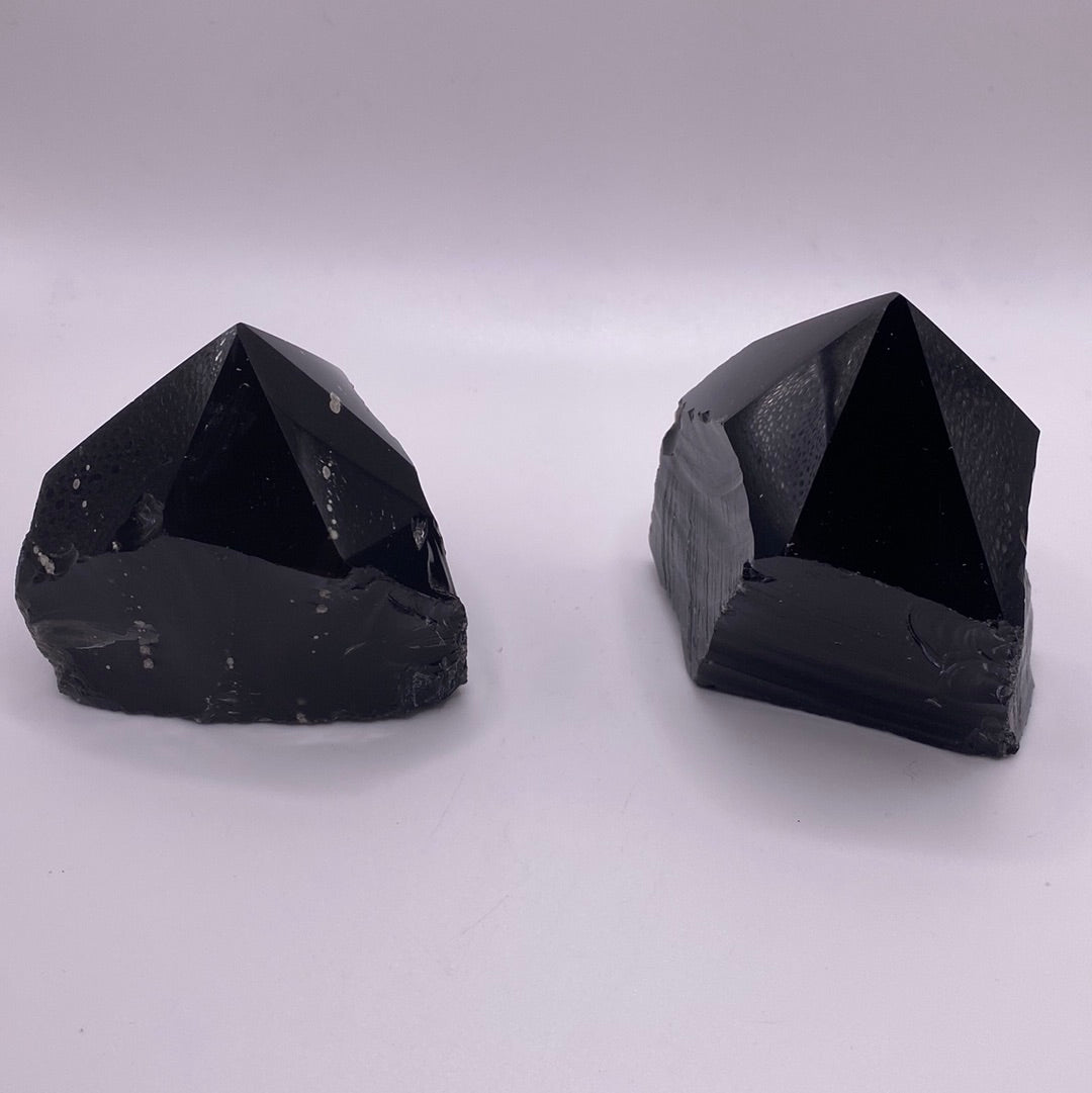Black Obsidian Top Polished Rough Cut Towers