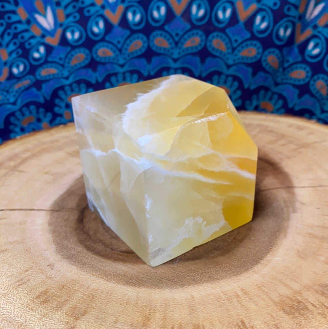Yellow Calcite Polished Cubes
