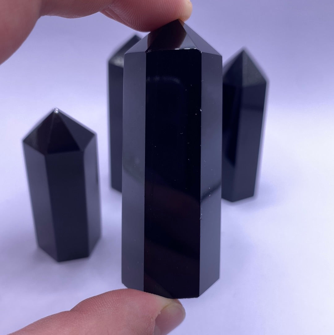 Black Obsidian Faceted Point