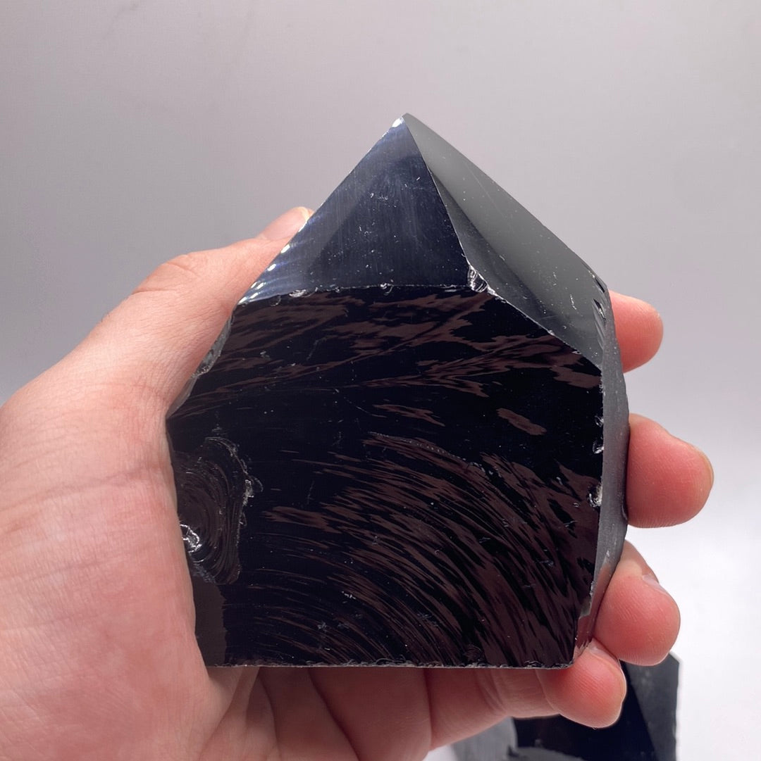 Black Obsidian Top Polished Rough Cut Towers