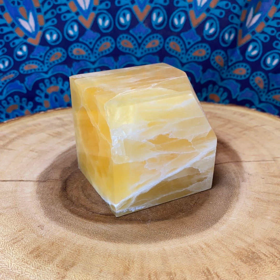 Yellow Calcite Polished Cubes