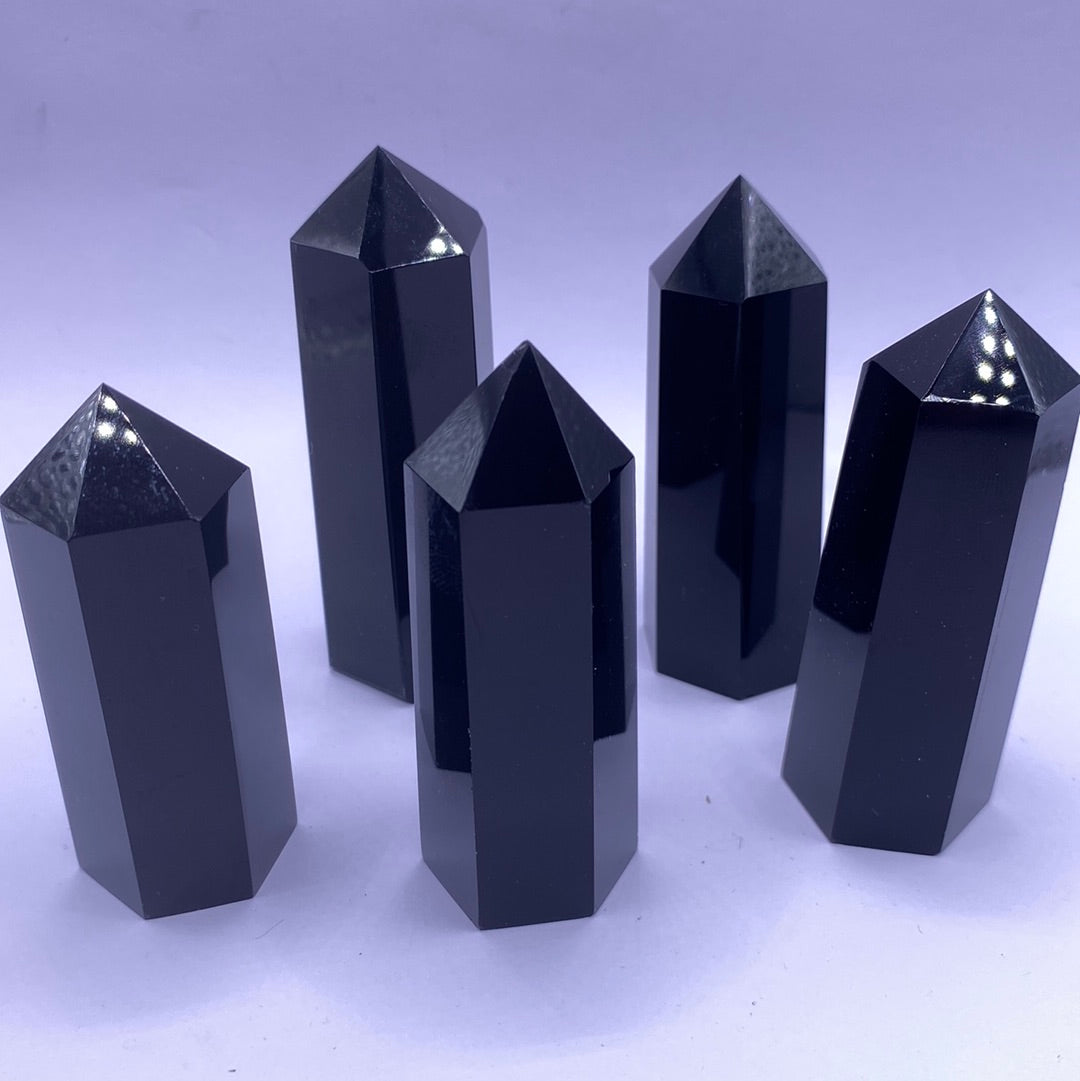 Black Obsidian Faceted Point
