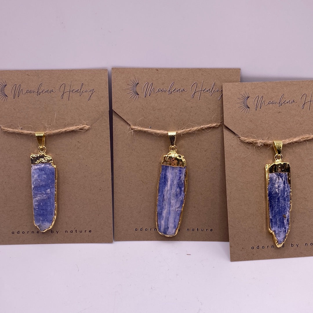 Blue Kyanite Gold Electro Plated Pendant