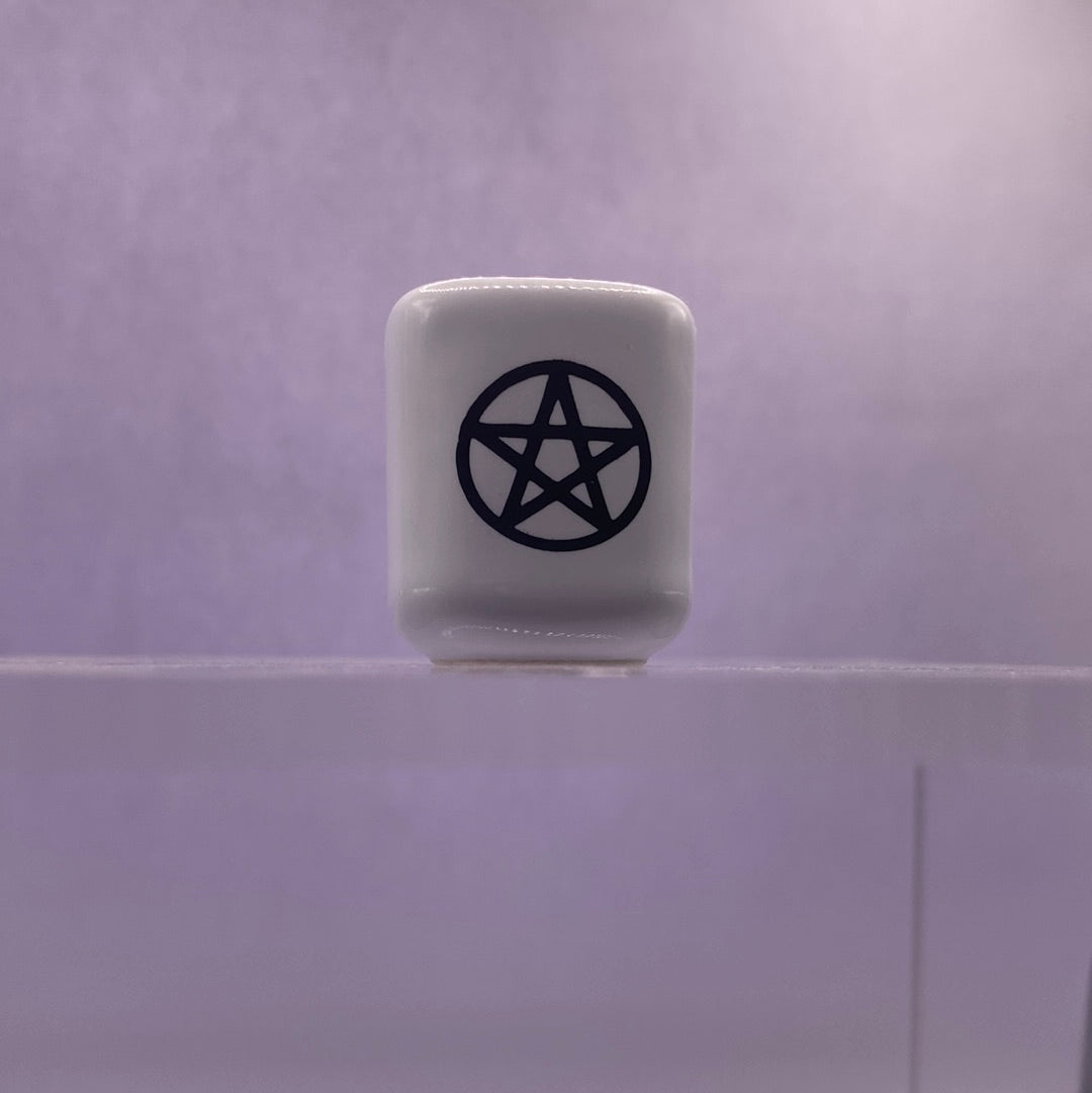 White Porcelain Pentacle Candle Holder