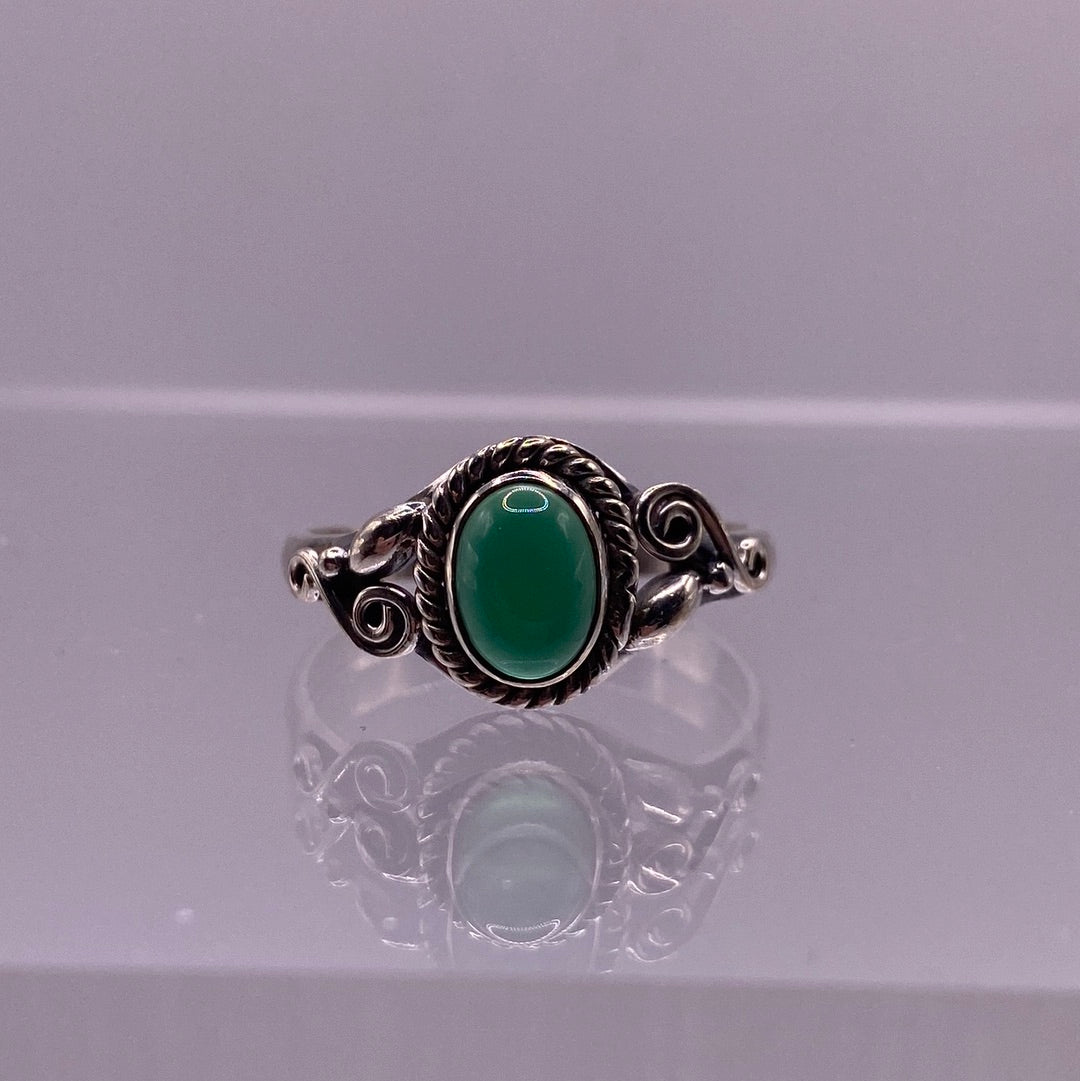 Sterling Silver Green Chalcedony Ring
