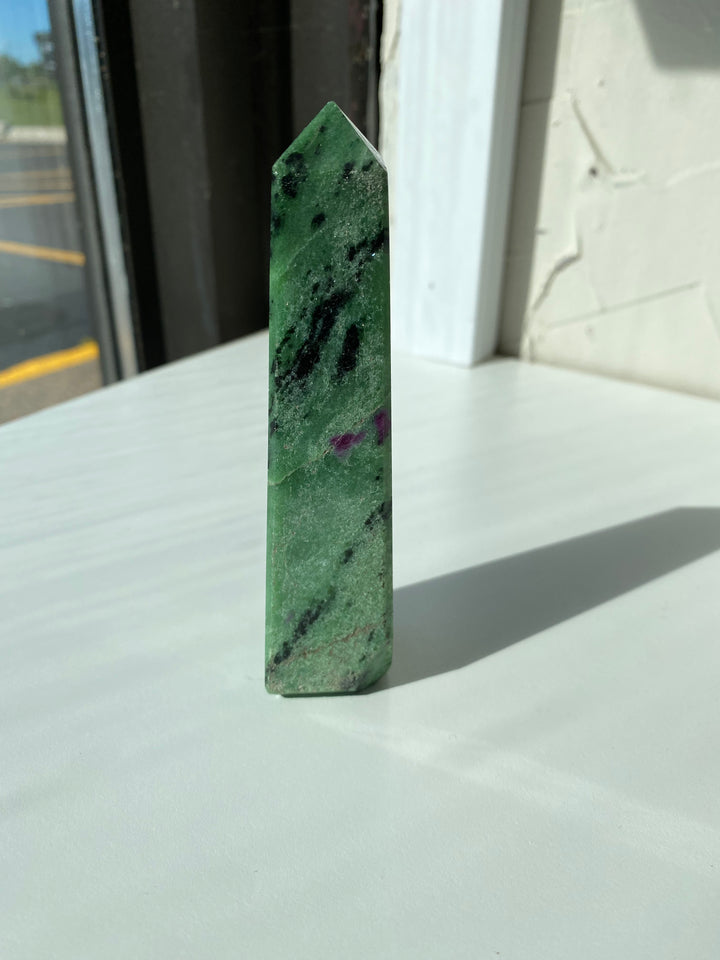 Zoisite with Ruby Obelisks