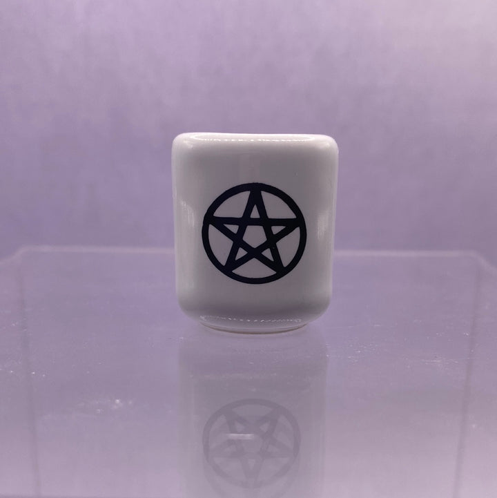 White Porcelain Pentacle Candle Holder