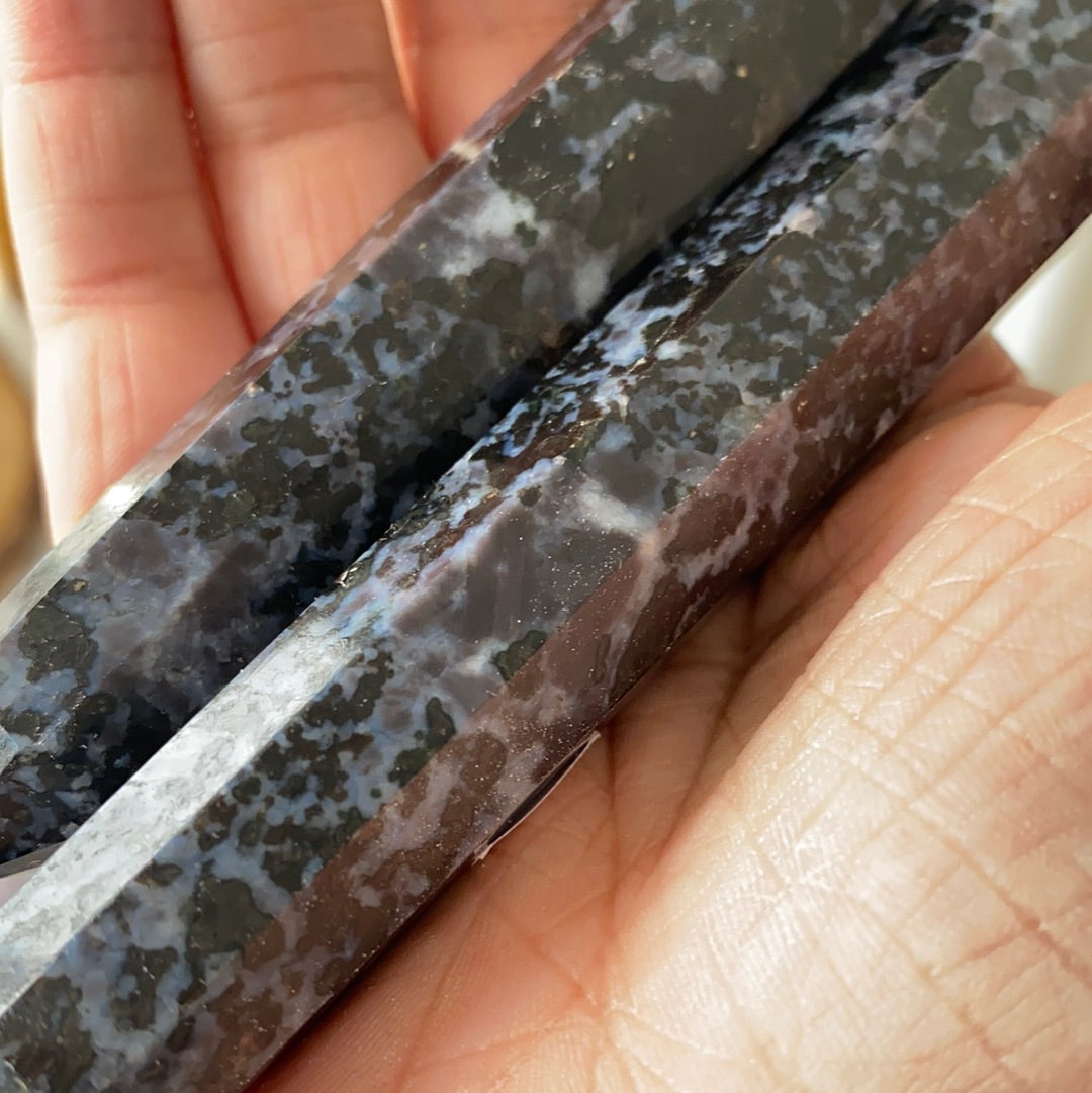 Indigo Gabbro Faceted Wand