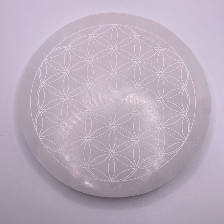 6” Selenite Flower Of Life Crystal Grid