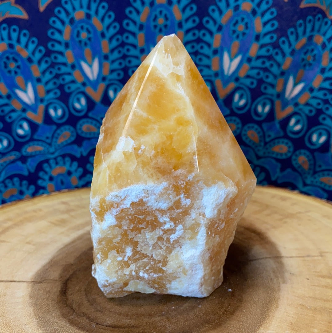 Yellow Calcite Top Polished Rough Cut Points